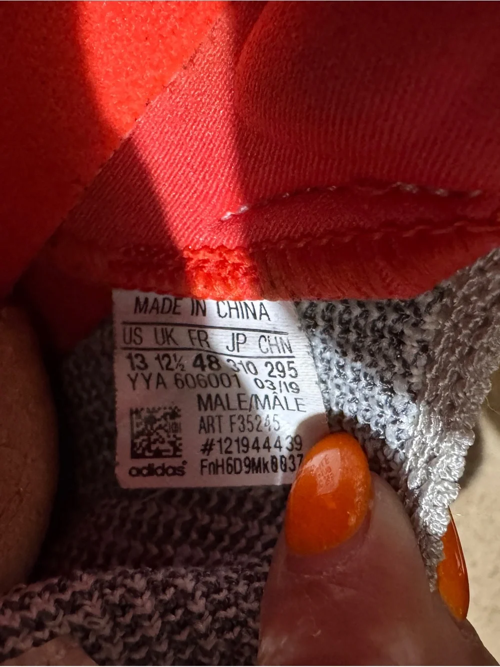 Adidas Ultaboost Gray Knit Sneaker with Orange Lining